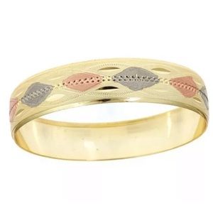 Bangle Fancy Diamond Cut Bracelet 18 Karat Plated